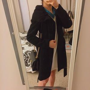 Zara Classic Black Long Coat With Belt